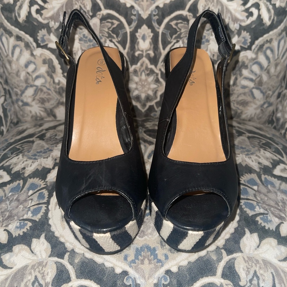 Dots Black and Tan Wedge Shoes
